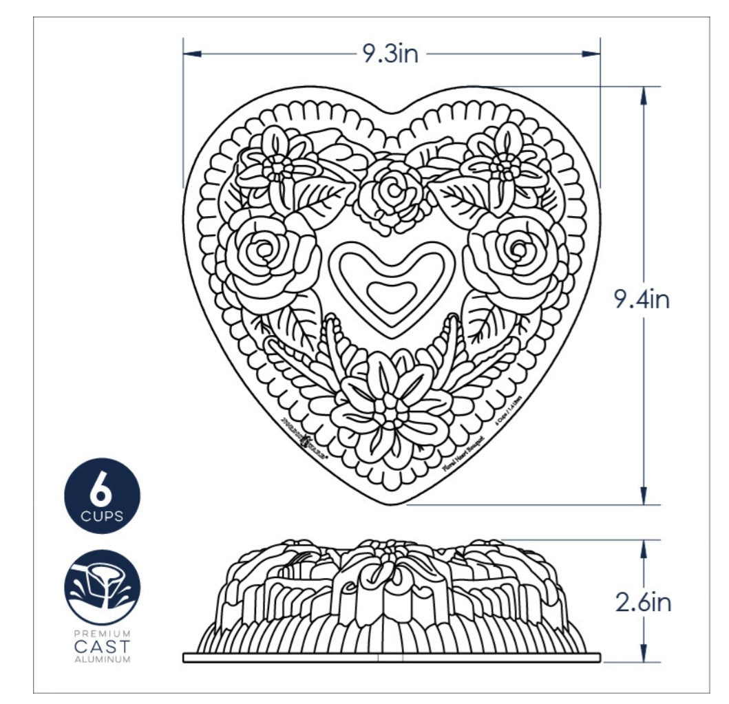 Nordic Ware Floral Heart Bundt Pan