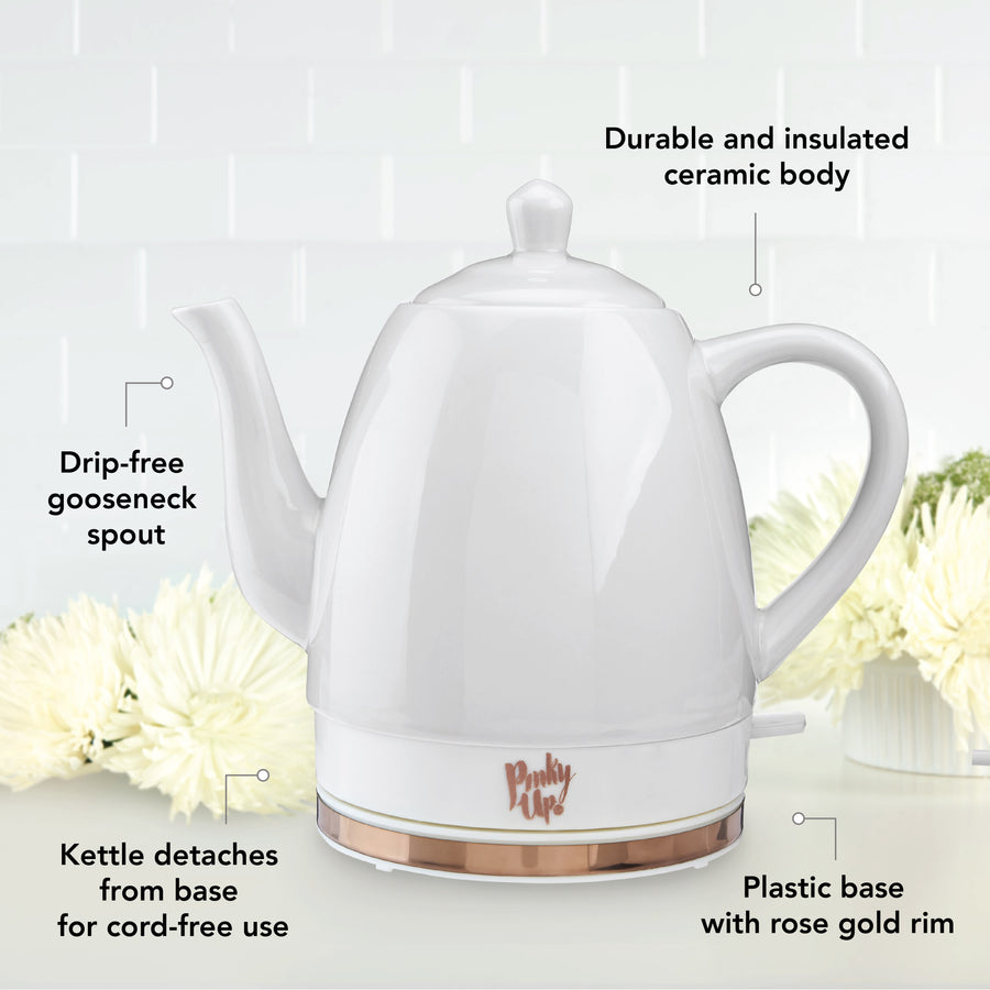 Pinky Up - Noelle Ceramic Electric Tea Kettle in Grey