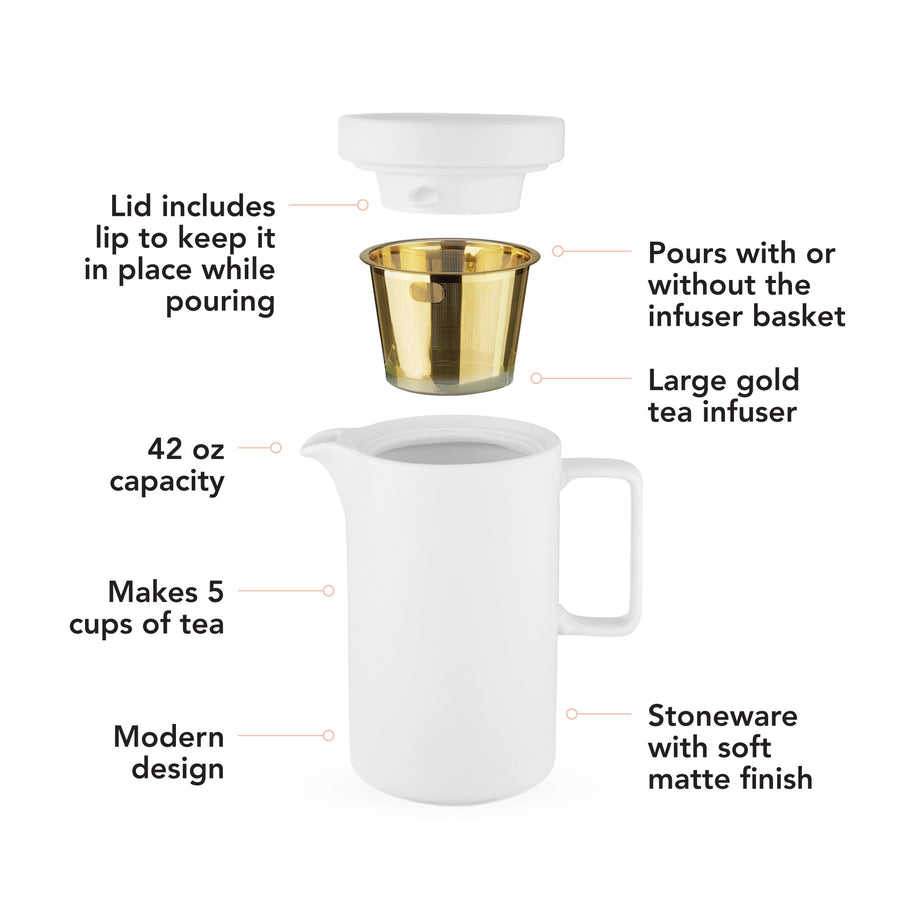 Pinky Up - Jona Stoneware Teapot and infuser in White