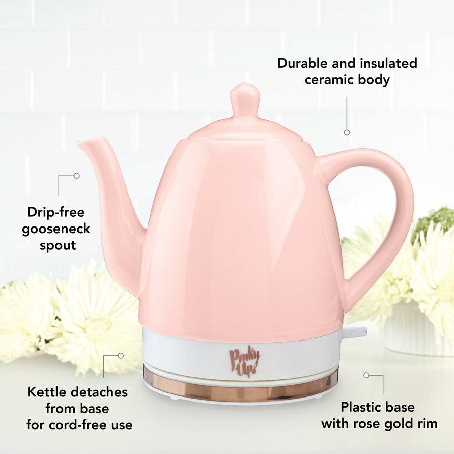 Pinky Up - Noelle Ceramic Electric Tea Kettle in Pink