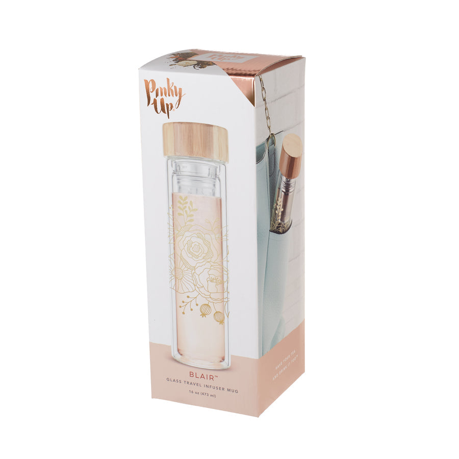Pinky Up - Blair Bouquet Glass Travel Infuser Mug