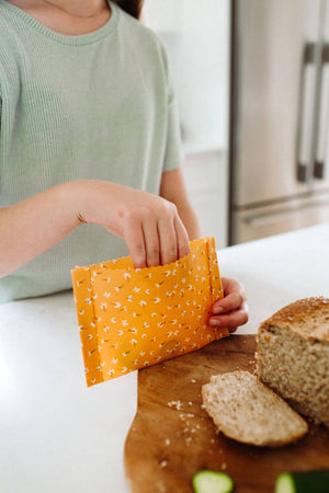 Goldilocks Reusable Food Wax Wraps - Golden Floral set of 3