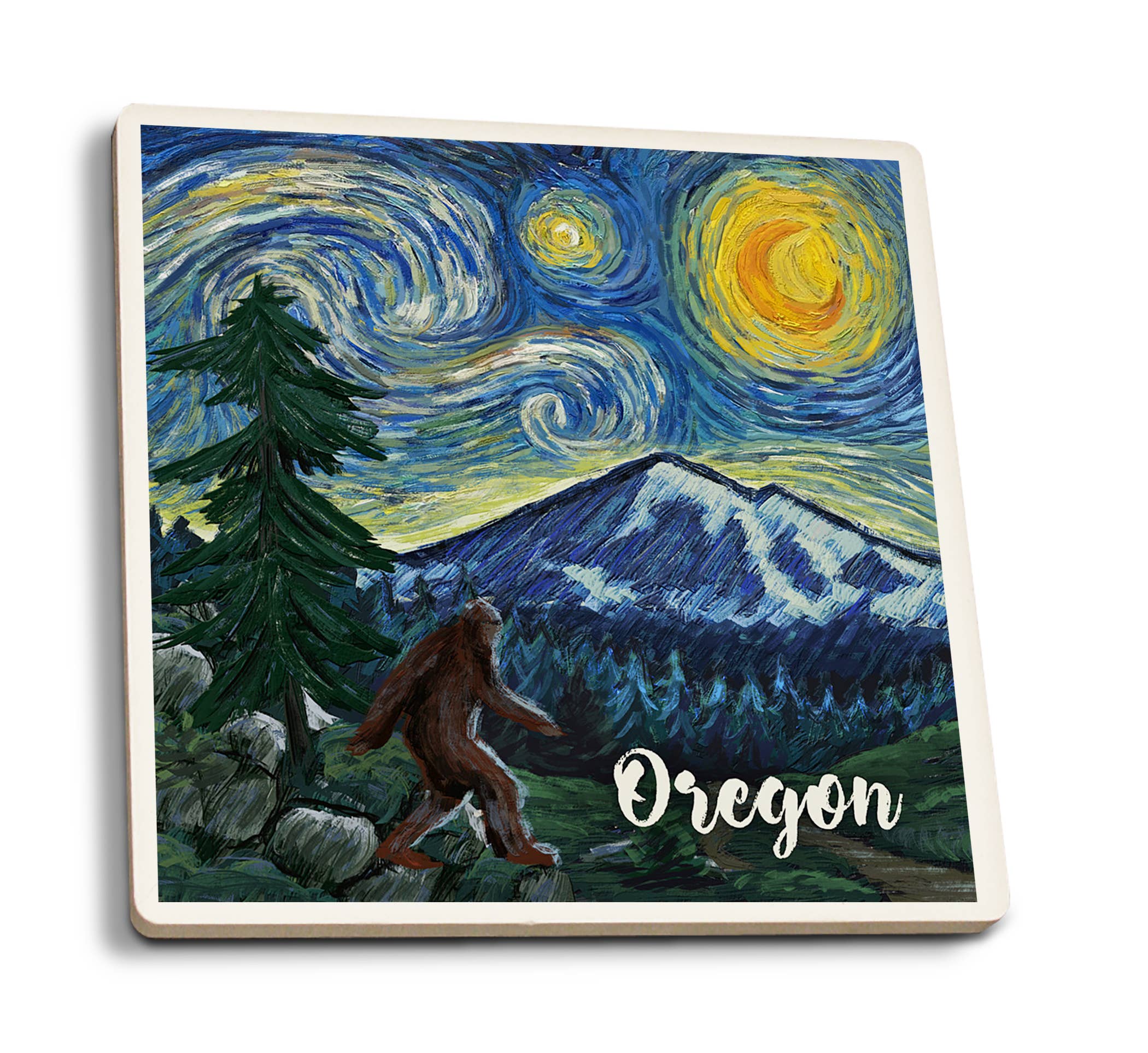 Oregon Bigfoot Starry Night Coaster