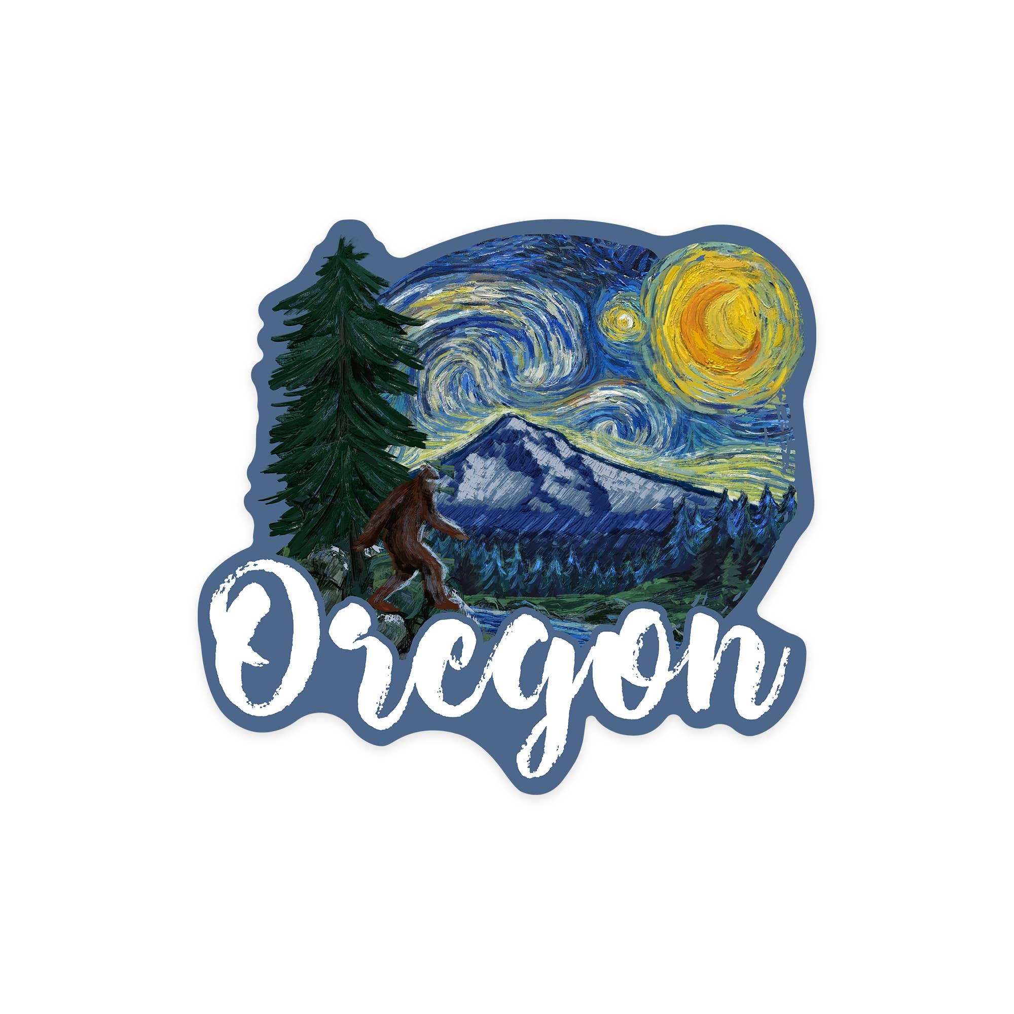 Oregon Bigfoot Starry Night Sticker